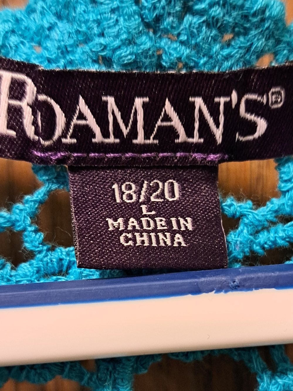Roaman's Turquoise Crochet Open-Front Cardigan - Picture 3 of 3